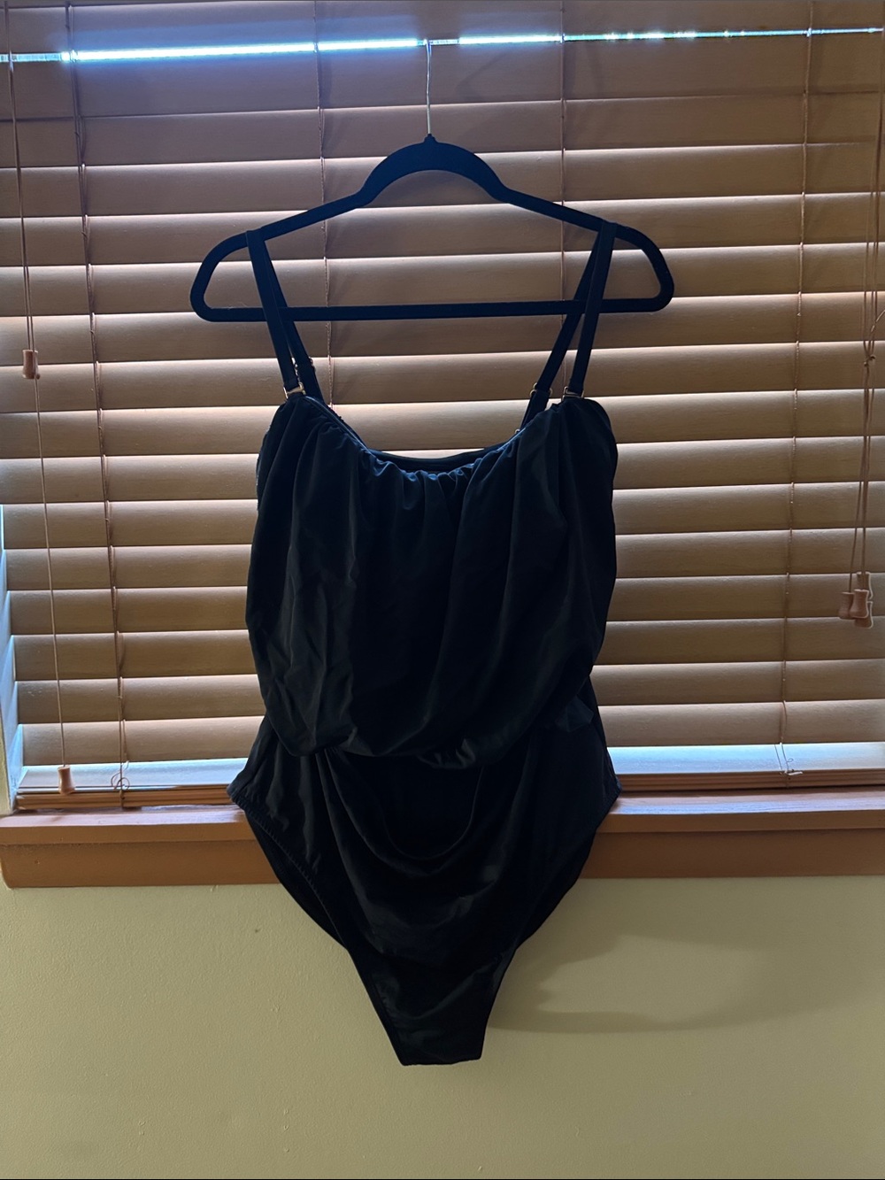 Eloquii Black Draped One-Piece Swimsuit with Adjustable Straps